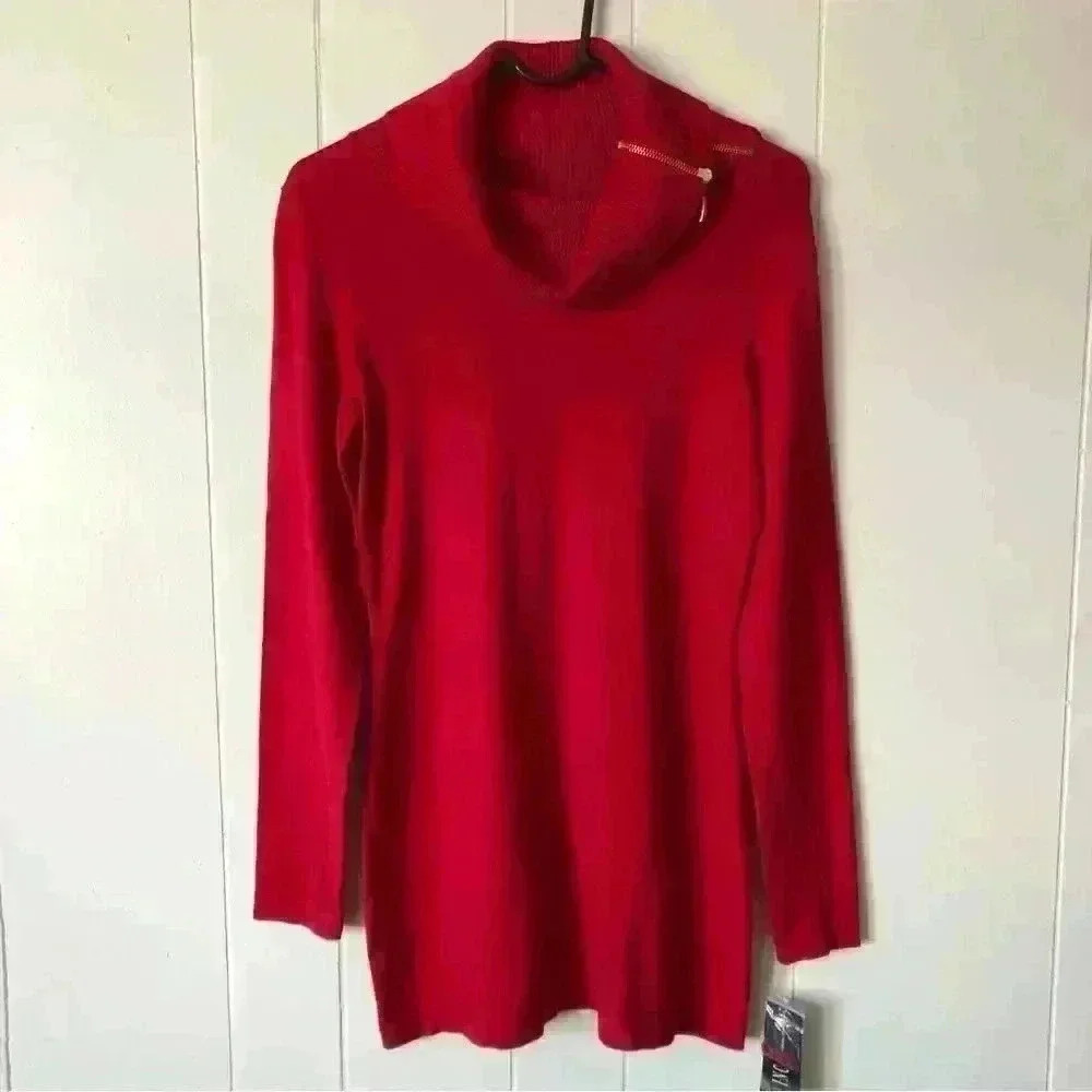 INC International Concepts Cowl neck Zipper Polyester Long Sweater Dress Size S